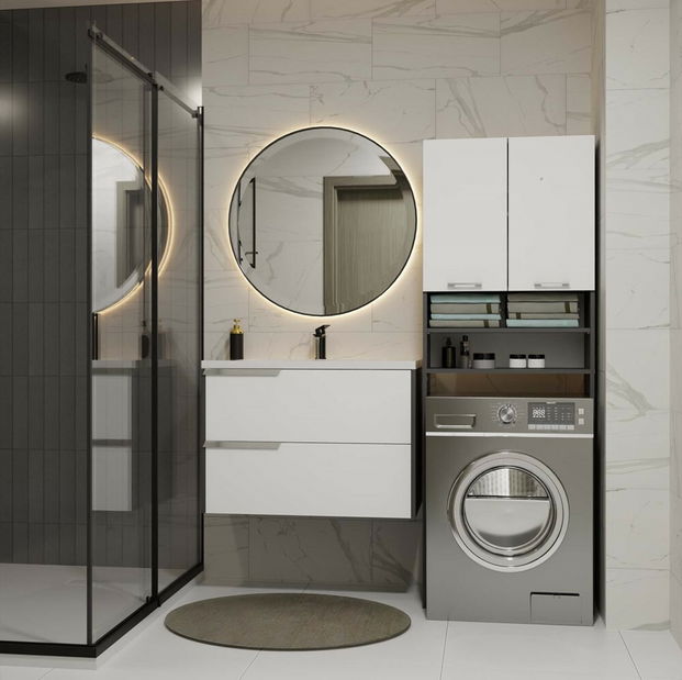 Skříňka nad pračku Perdieron 1 (antracit + bílá)