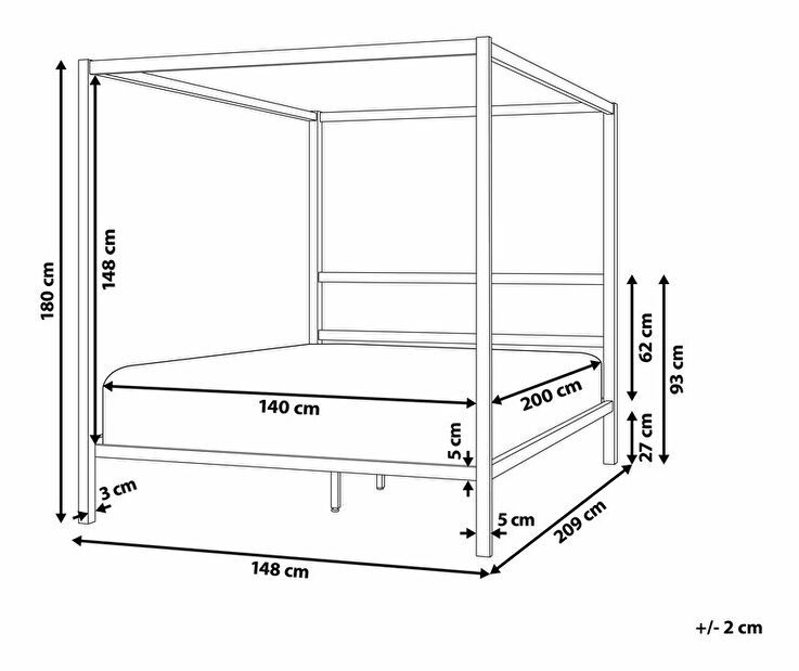 Manželská postel 140 cm Lesta (bílá)