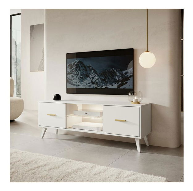 TV skříňka/stolek Savoi I (s osvětlením) (bílá)