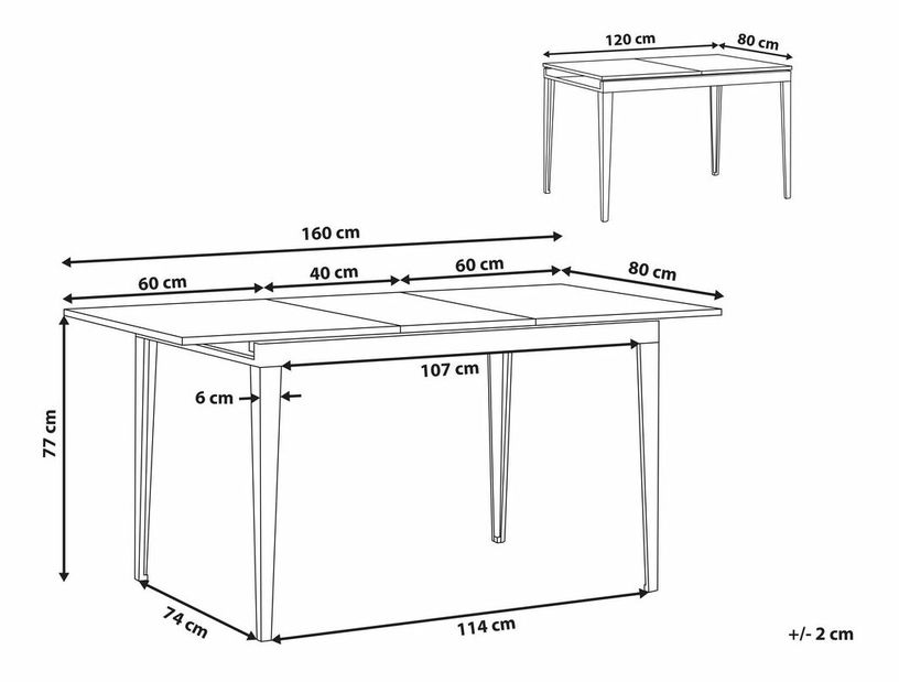 Jídelní stůl NOROLLA (černá) (pro 4 až 6 osob) *bazar