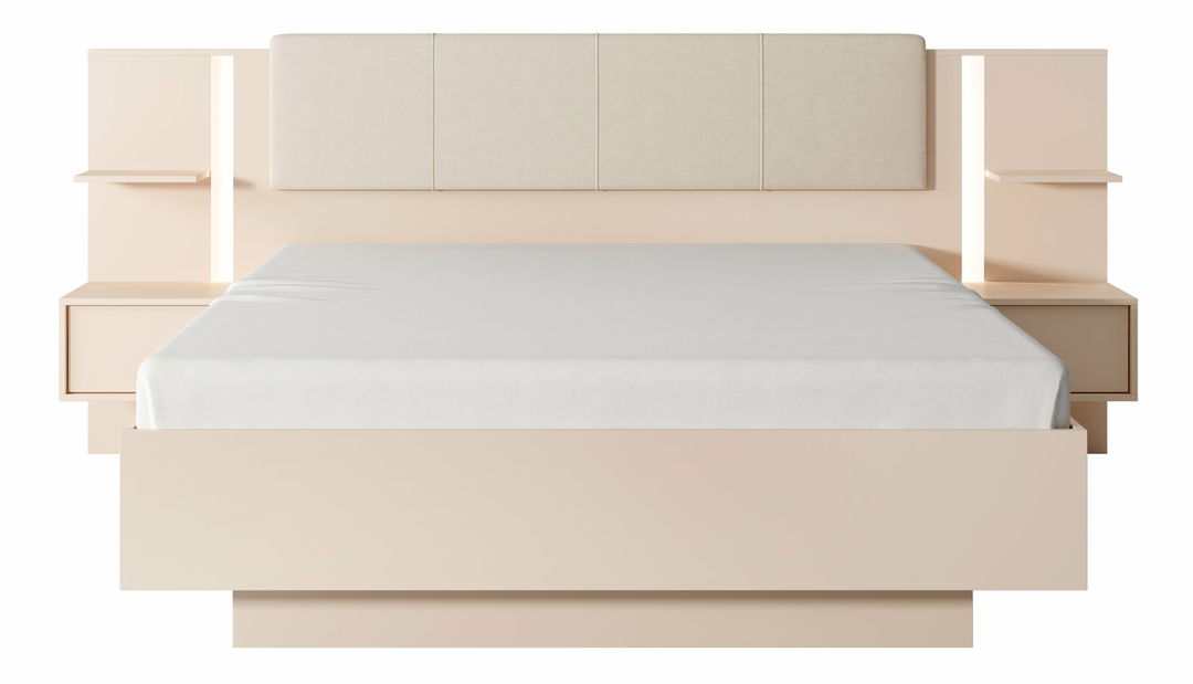 Manželská postel 160 cm s nočními stolky Danton K (s úložným prostorem) (bez matrace a roštu) (béžová)