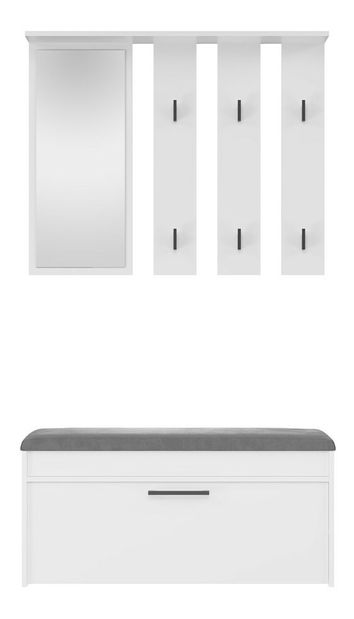 Předsíňová sestava Puntuable 1 (bílá) (se zrcadlem)