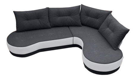 Rohová sedací souprava Adam (tmavě šedá + bílá) (P)