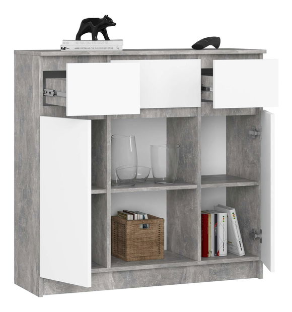 Komoda Kalista VII (beton + bílá)