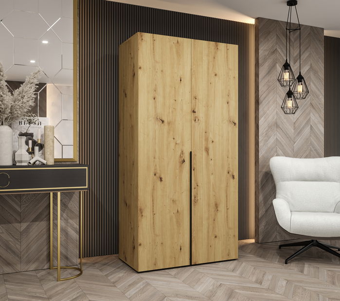 Šatní skříň 100 cm Alice 1 (dub artisan + černá)