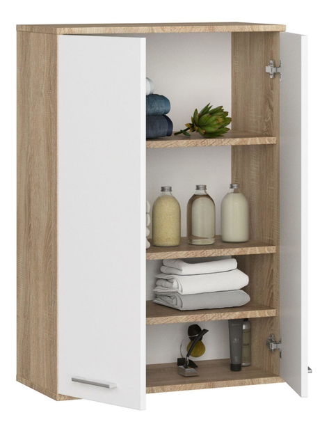 Závěsná koupelnová skříňka Farid TYP 8 (dub sonoma + bílá)