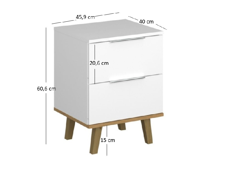 Komoda Nickole 2S/46 (bílá + dub kamenný)