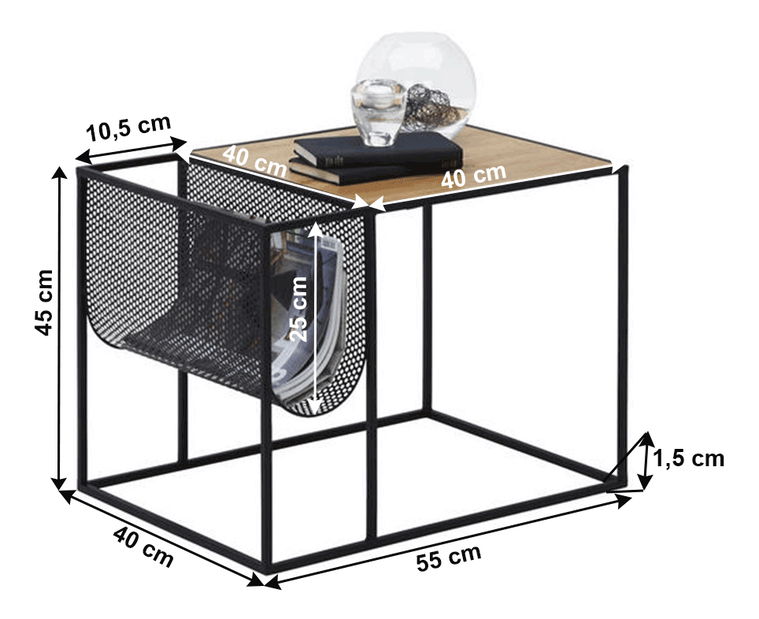 Příruční stolek Kobell (černá + dub)