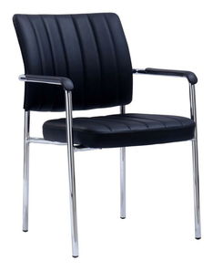 Konferenční židle Flos (černá ekokůže + chrom)