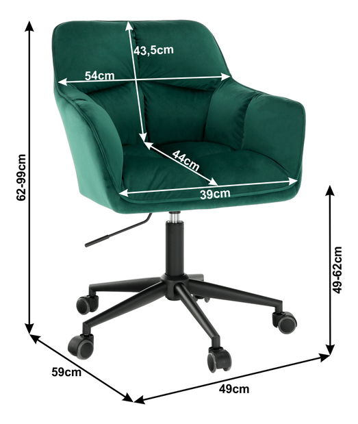 Moderní kancelářské křeslo Harra (smaragdová)