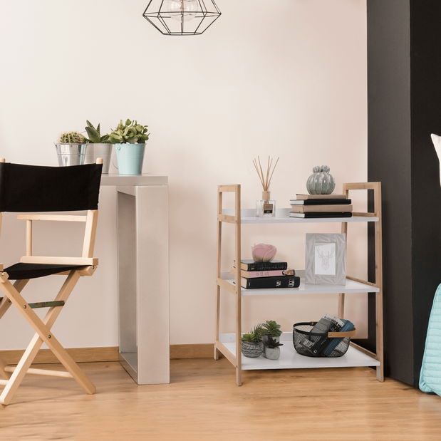 Regál Keon 1 (bílá + přírodní)