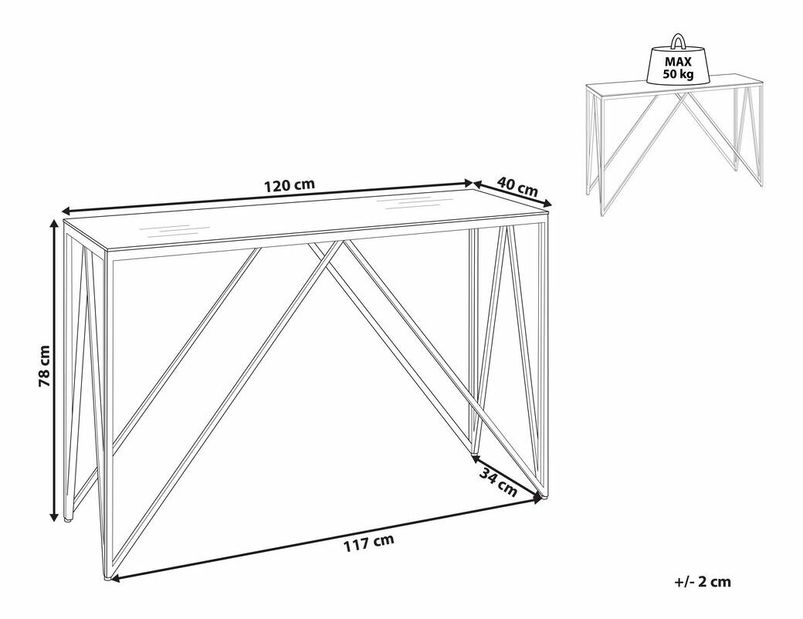 Konzolový stolek Wesza (stříbrná)