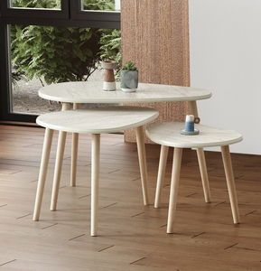 Set 3ks. konferenčních stolků Alva (travertin)