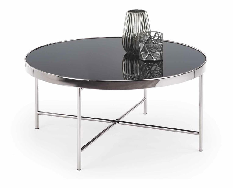 Konferenční stolek Masako (lesklá černá + stříbrná)