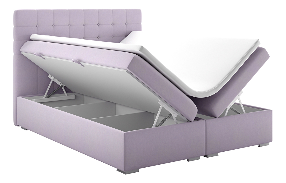 Boxspring postel 140 cm Clady (světlofialová) (s úložným prostorem)