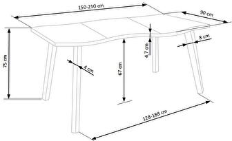 Rozkládací jídelní stůl 150-210 cm Delisa (černá) (pro 6 8 osob)