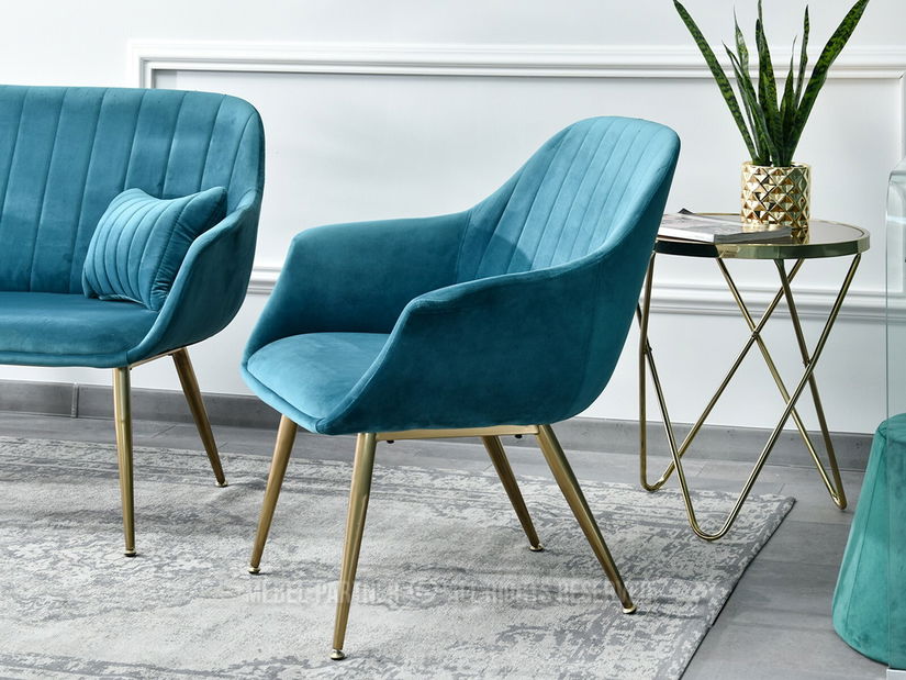 Křeslo Osmol F (tyrkysová + zlatá)