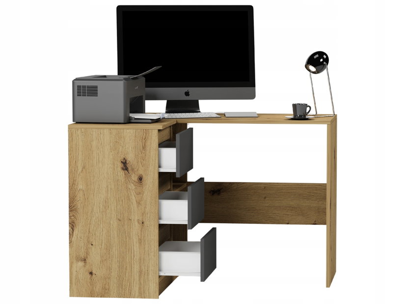 Rohový PC stolek Nolmir (artisan + antracit) (L)