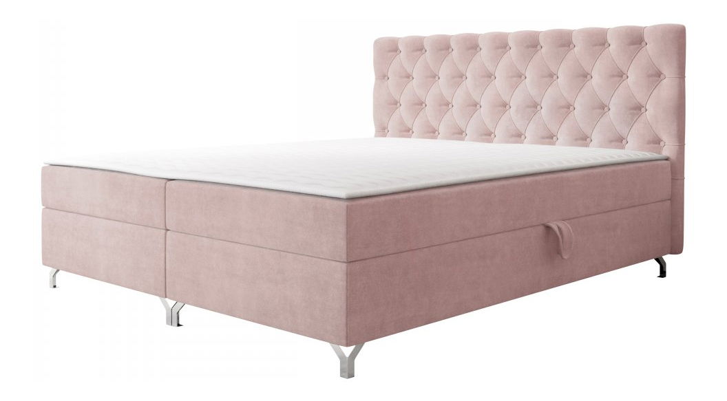 Manželská postel 140 cm Jenaks 2 (růžová) (s roštem a matrací) (s úl. prostorem)