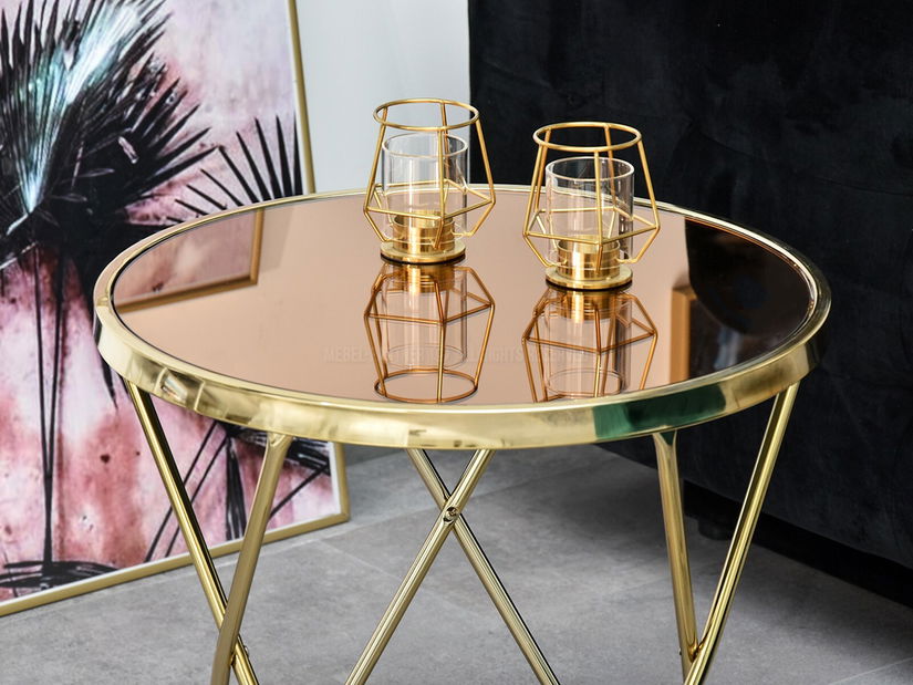 Konferenční stolek Armin S (zlatá + hnědá)