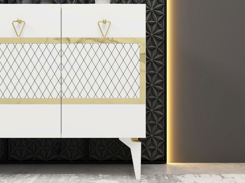 Skříňka Vadiki 1 (bílá + zlatá)