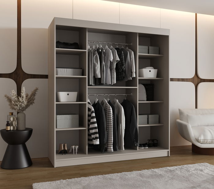 Šatní skříň 180 cm Boomer 2 (kašmír) (s osvětlením)