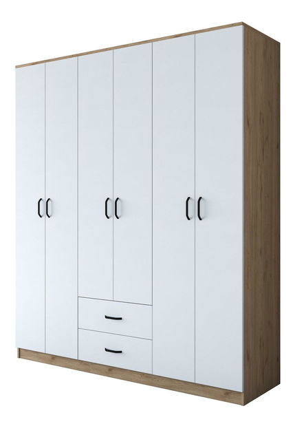 Šatní skříní Bastet 2337 (ořech + bílá)