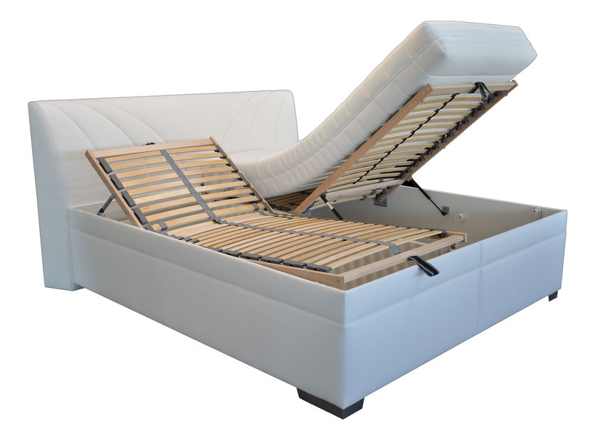 Manželská postel 180 cm Blanár Velvet (s roštem a matracemi) (bílá)