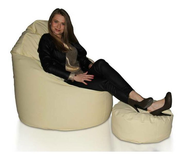 Sedací vak s taburetkou Cocco XXXL (béžová)