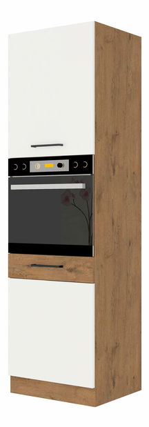 Potravinová kuchyňská skříňka na troubu Virion 60 DP 210 2F (dub lancelot + lesk bílý)