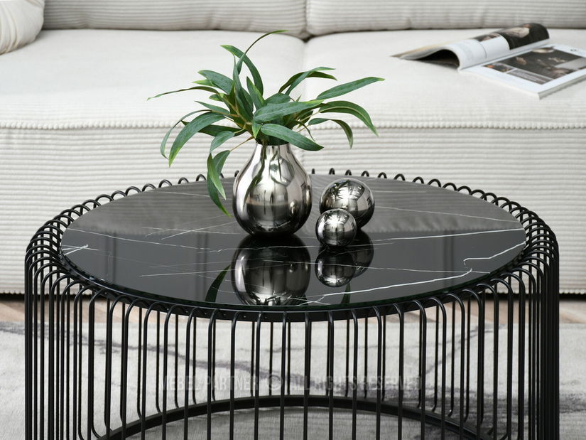 Konferenční stolek Nils Xl (černý mramor + černá)