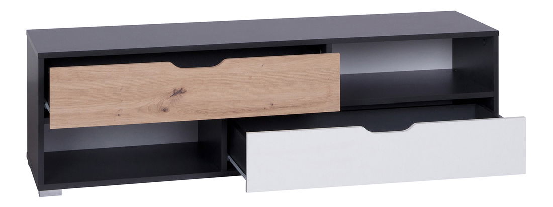 Tv stolek Iweta RTV (grafit + bílá matná + dub artisan)