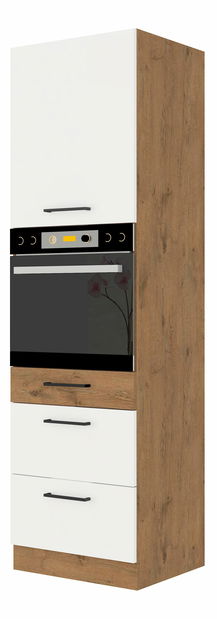 Potravinová kuchyňská skříňka na troubu Virion 60 DPS 210 3S 1F (dub lancelot + lesk bílý)