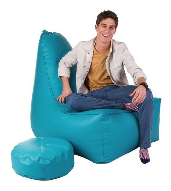 Sedací pytel s taburetem Glory XXXL (modrá)