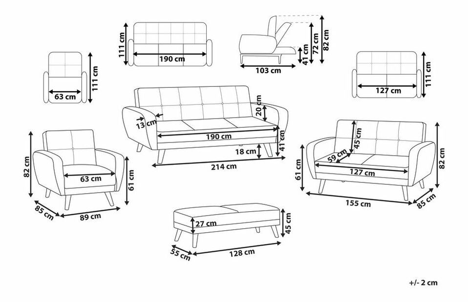 Sedací souprava 3+2+taburetka Fisher (šedá)