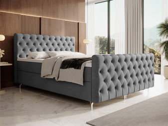 Manželská postel 140 cm Clinton Bonell (tmavě šedá) (s roštem, s úl. prostorem)