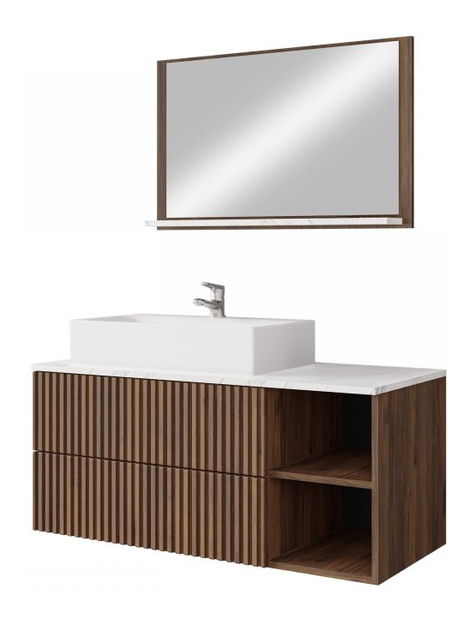 Koupelnová sestava Kiago I (ořech warmia + bílý mramor)