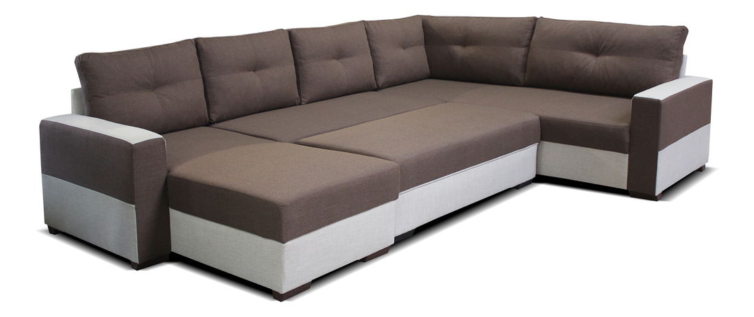 Rohová sedací souprava U Arenna L+2+BL (s taburetem) (hnědá + béžová) (L)
