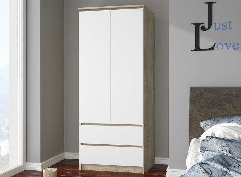 Šatní skříň Submarino (dub sonoma + bílá)