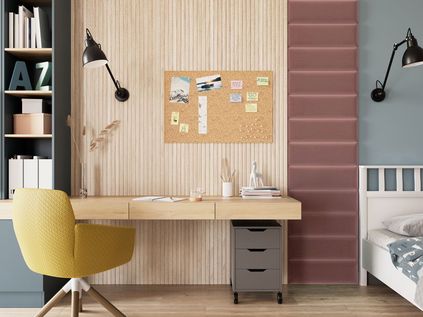 Set 12 čalouněných panelů Quadra 50x240 cm (růžová)