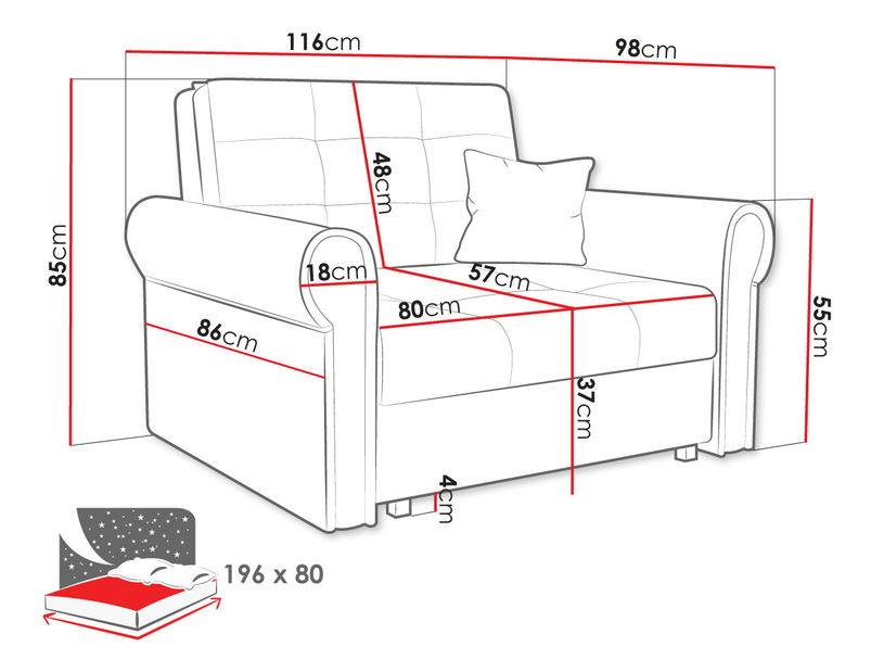 Rozkládací křeslo Carivia Silver I (Kronos 19) (s úl. prostorem)