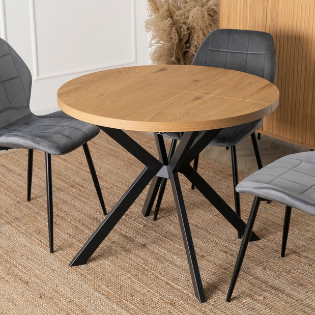 Rozkládací jídelní stůl Localizado (dub zlatý + černá) (pro 4-6 osob)