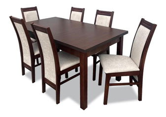 Jídelní set Folsur (ořech tmavý + krémová)