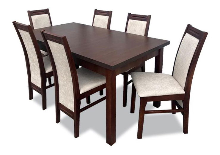 Jídelní set Folsur (ořech tmavý + krémová)