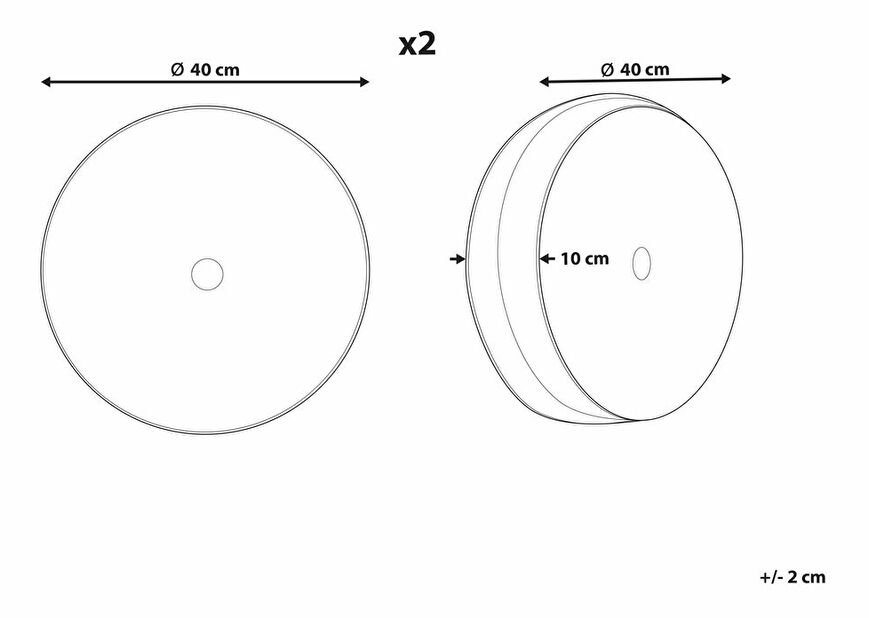 Sada 2 ozdobných polštářů ⌀ 40 cm Udy (šedá)