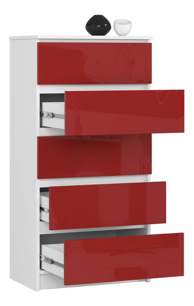 Komoda Kalista V (červená lesklá)