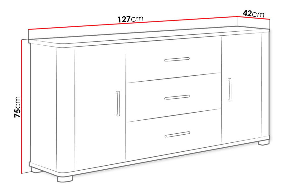 Komoda Daria DL4 (sonoma + grafit lesk)