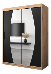 Šatní skříň 150 cm Eclipse (dub artisan + černá matná)