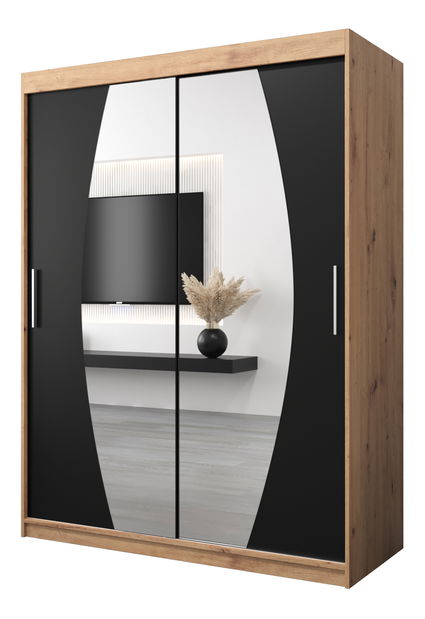 Šatní skříň 150 cm Eclipse (dub artisan + černá matná)