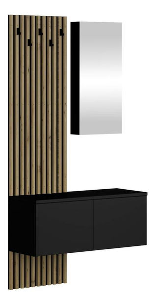 Předsíňová sestava Reboka (černá + dub artisan)